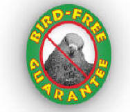 All pigeon bird ontrol work is guaranteed for 3 - 5 years or more